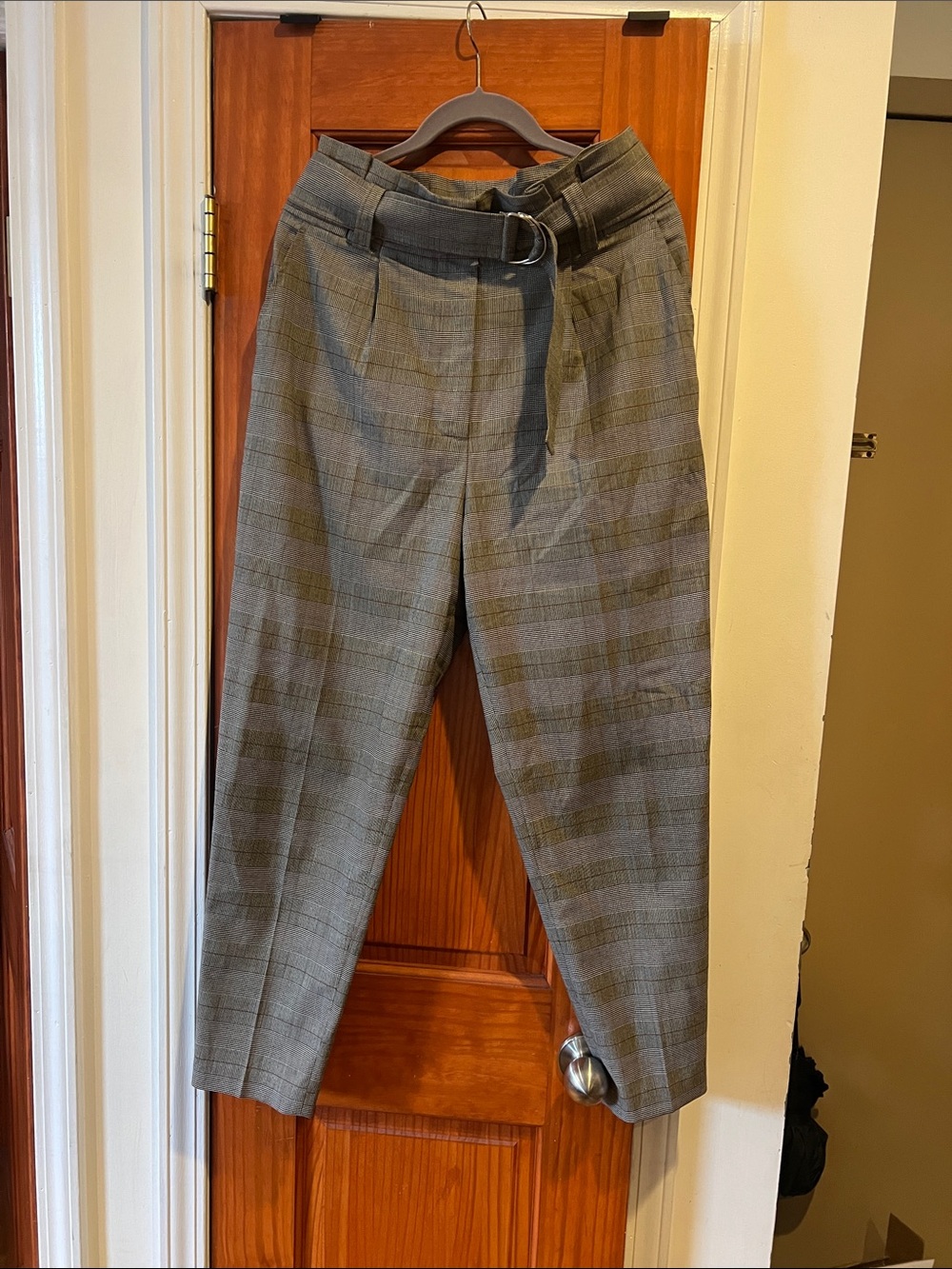 A.L.C. Diego Plaid Belted Trousers Size 6